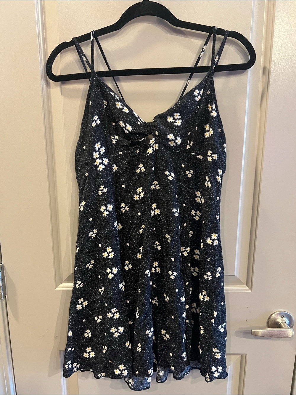 American Eagle Outfitters Black Floral Slip Dress with White Daisies